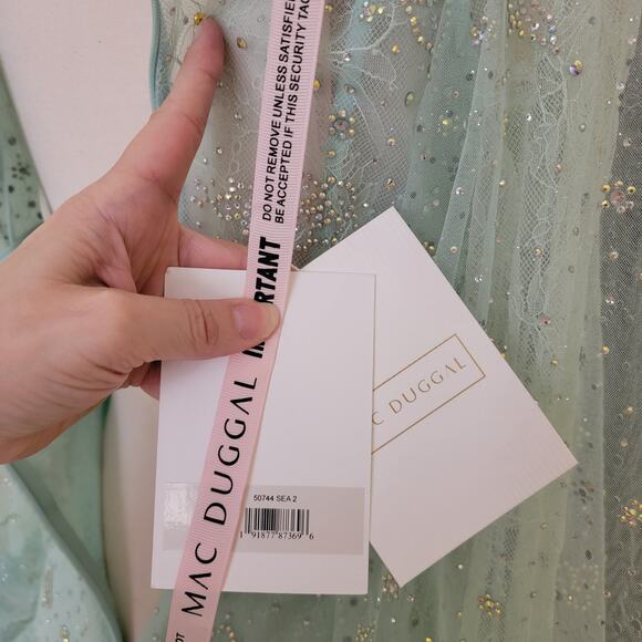 Ieena for Mac Duggal 50744 Seafoam Green Beaded High-Low Formal Gown Dress 2 - Picture 3 of 12